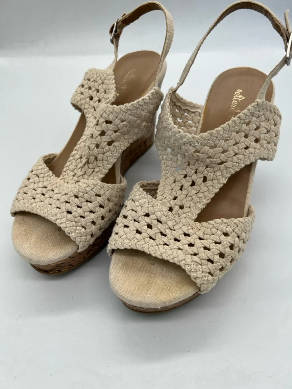 Woven Altar’d State women’s Slingback Wedge Sandals in Cream